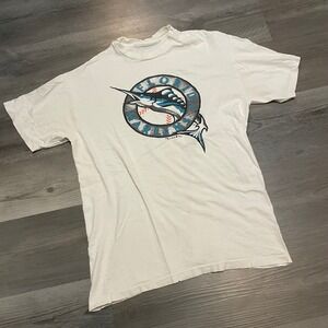 Vintage 1991 Florida Marlins MLB T-Shirt White Single Stitch Distressed Mens XL